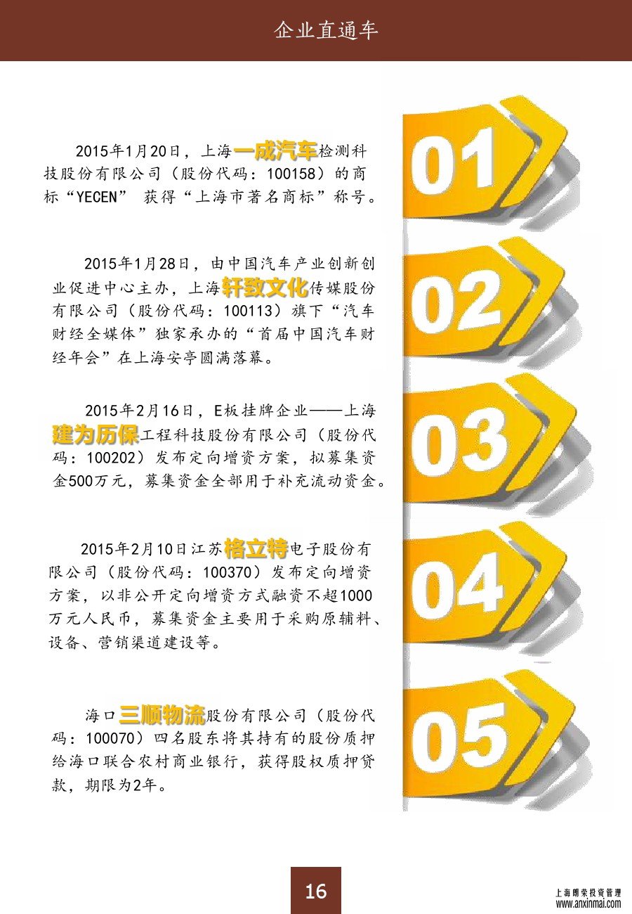 上海股交中心2015三月號（總第十期）?企業直通車_上海股權托管交易中心